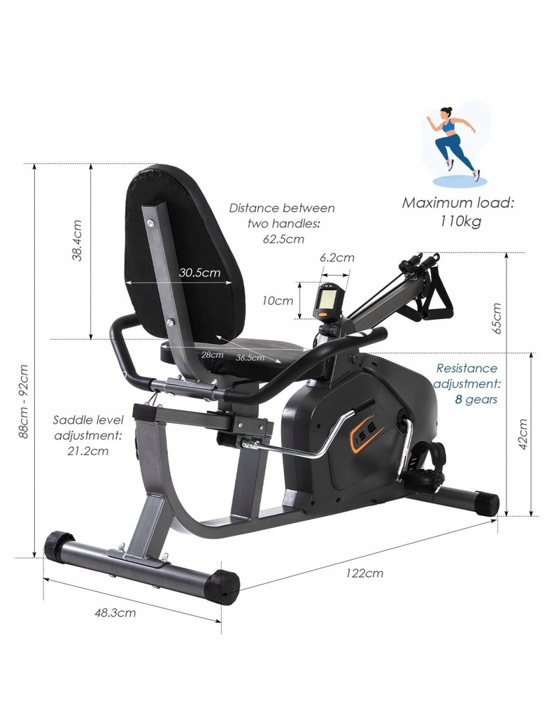 Rowerek Poziomy ISE SY-6910 Ergometer Uchwyty! - obrazek 5